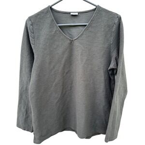 Lascana‎ Women's Gray Textured Long Sleeve V-neck Shirt Size Large 12/14